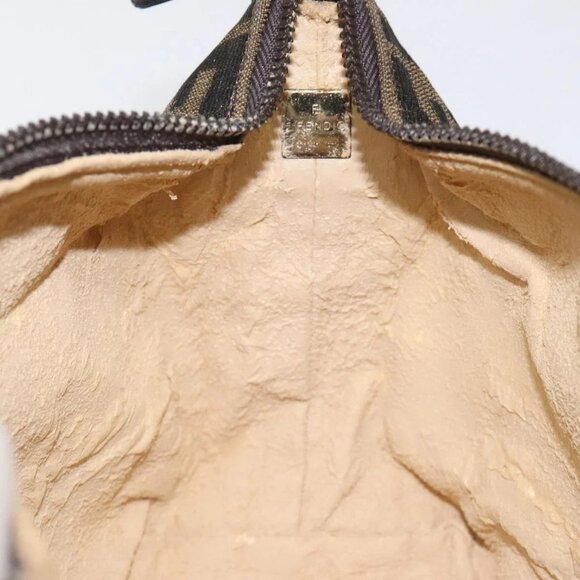 FENDI Zucca Canvas Hand Pouch BagBlack Brown Silver Auth ar13639 - Picture 12 of 16